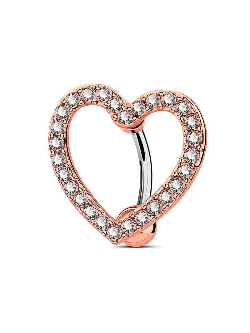 y2k hip-hop tropical heart shape copper 14k gold plated zircon belly ring in bulk By Trendy Jewels