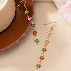 1 pair retro commute daisy enamel plating alloy gold plated drop earrings By Trendy Jewels