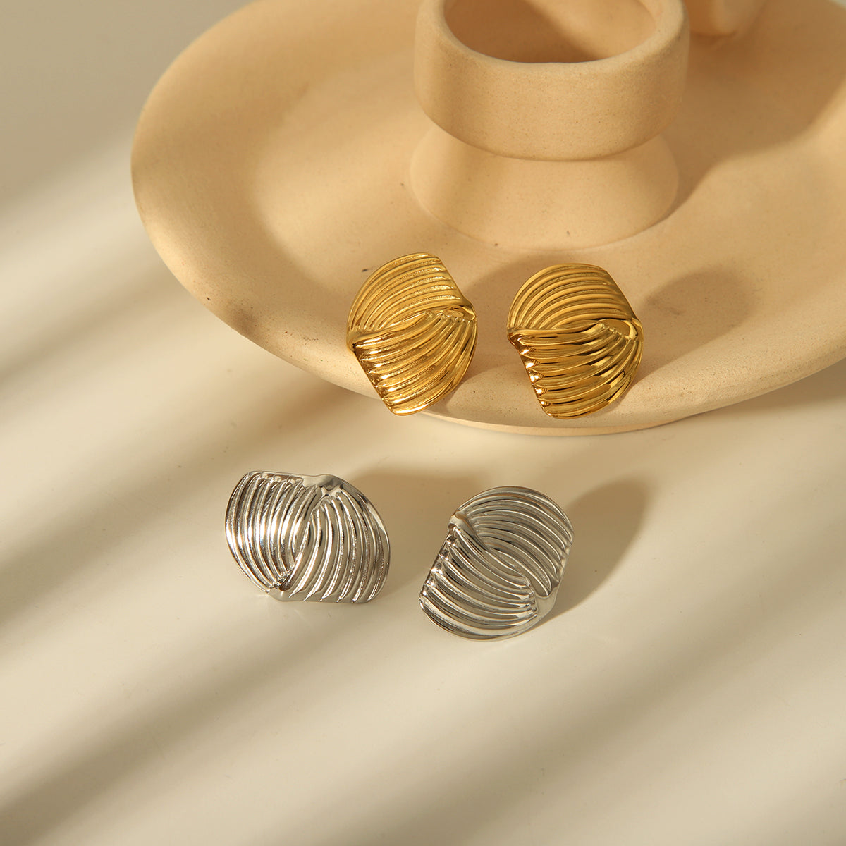 1 Pair Casual Basic Retro Geometric Solid Color Plating 304 Stainless Steel 18K Gold Plated Ear Studs By Trendy Jewels