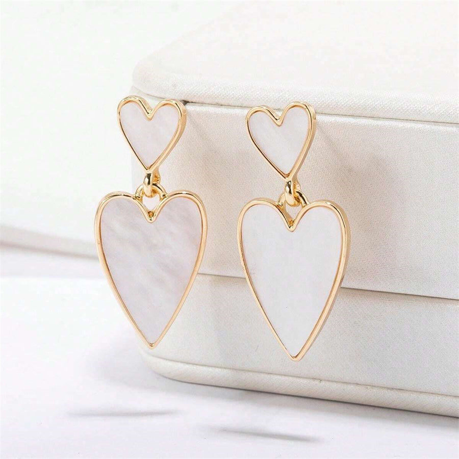 1 Pair Basic Lady Sweet Heart Shape Zinc alloy Drop Earrings By Trendy Jewels