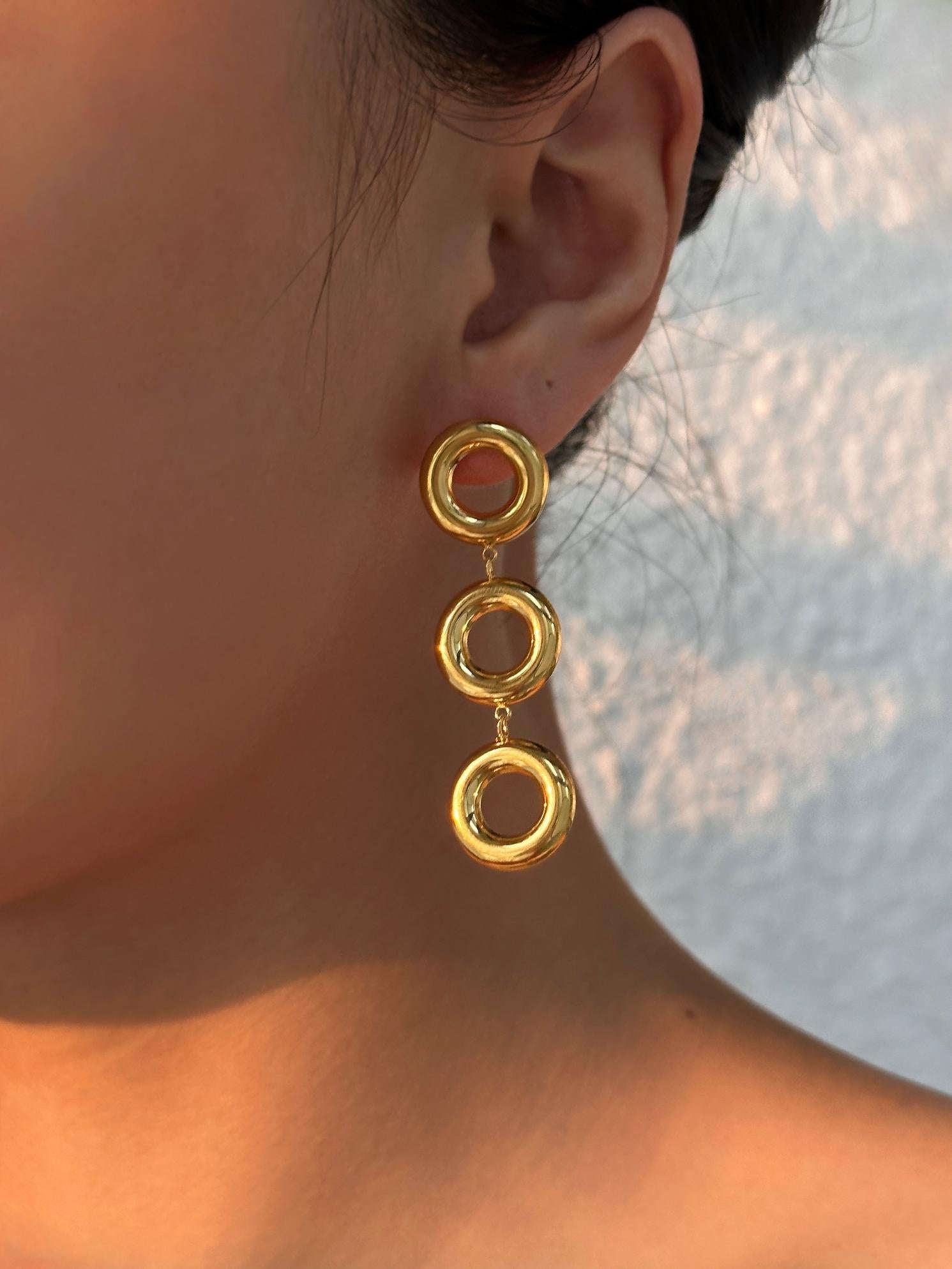 1 Pair Exaggerated Simple Style Commute Circle Solid Color Hollow Out 304 Stainless Steel 18K Gold Plated Drop Earrings By Trendy Jewels