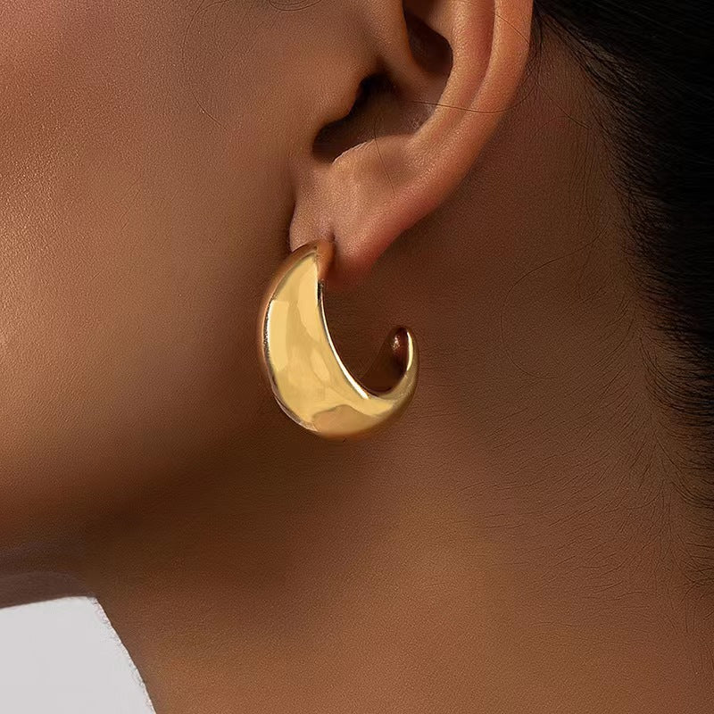 1 pair simple style solid color plating stainless steel 24k gold plated ear studs By Trendy Jewels