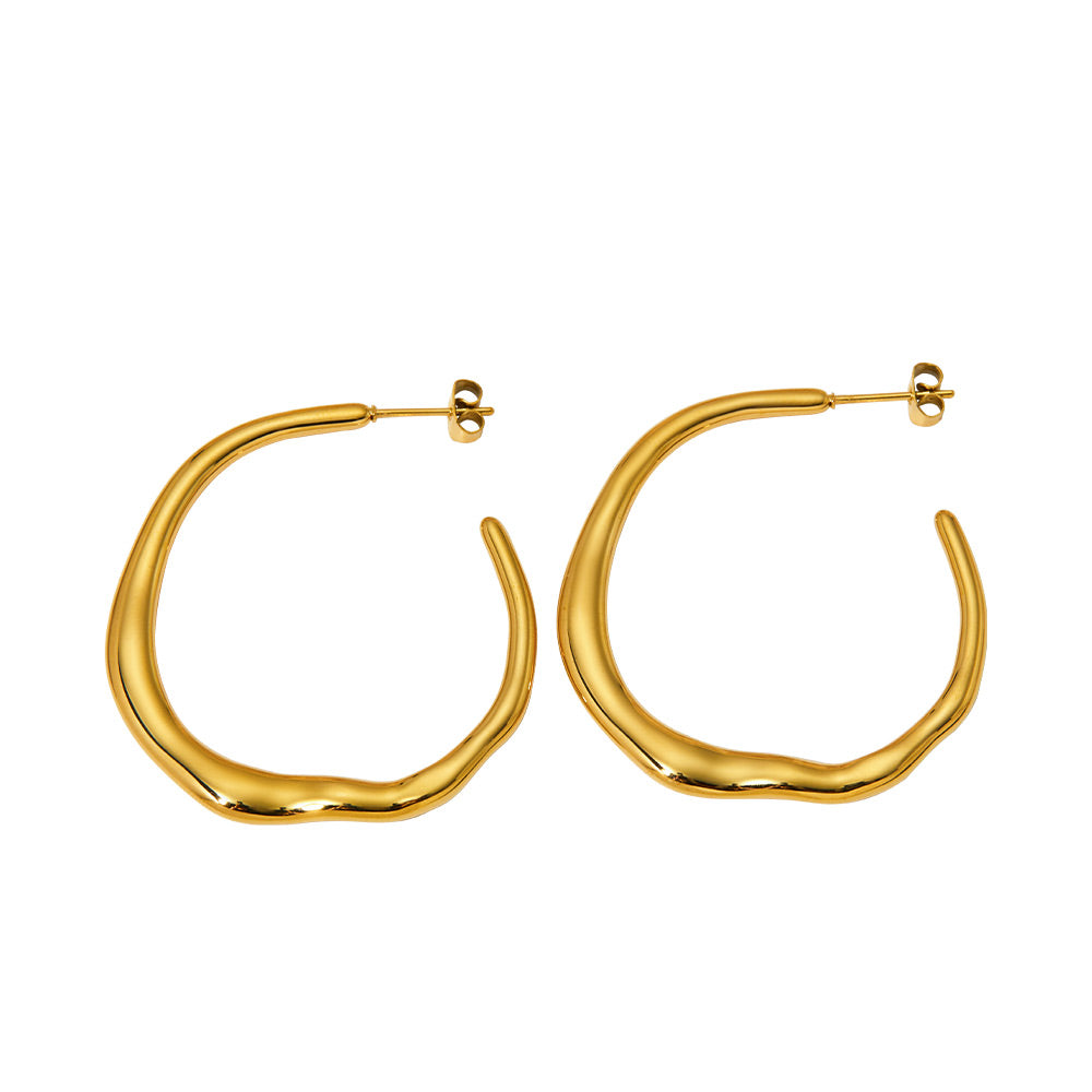 1 Pair Simple Style Solid Color Plating 304 Stainless Steel 16K Gold Plated White Gold Plated Gold Plated Hoop Earrings By Trendy Jewels