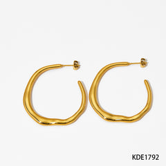 1 Pair Simple Style Solid Color Plating 304 Stainless Steel 16K Gold Plated White Gold Plated Gold Plated Hoop Earrings By Trendy Jewels