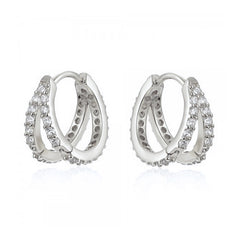 s925 silver needle ins european and american style double zircon earrings By Trendy Jewels